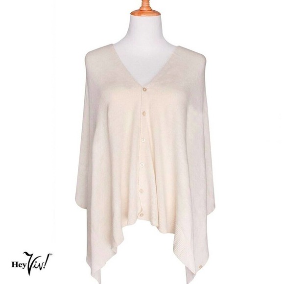 Ivory Scarf Shawl Shrug Button Up Style for Casual or Evening 60"x22" - Hey Viv - Picture 1 of 5